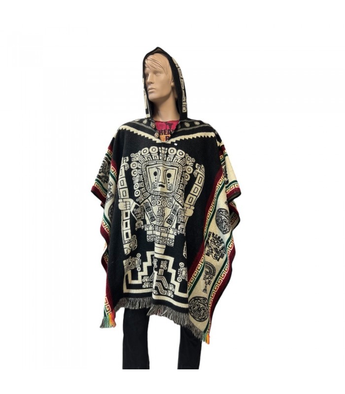 Poncho inca wiracocha , fabriqué artisanalement en Équateur. 70% acrylique et 30% laine d’alpaga.