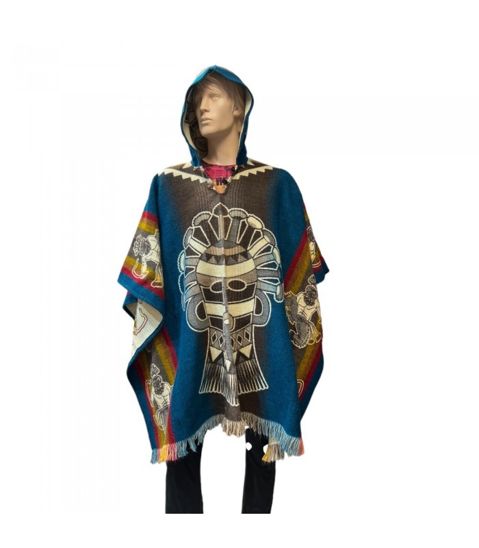 Poncho native ayahuma , fabriqué artisanalement en Équateur. 70% acrylique et 30% laine d’alpaga, taille unique.