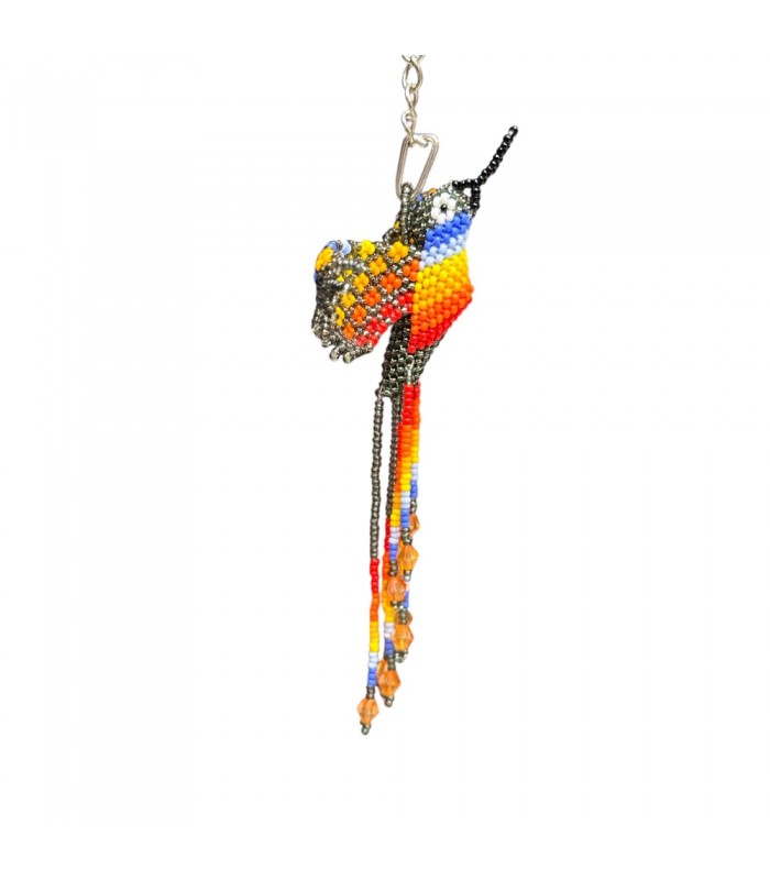 Porte-clés colibri en perles de rocailles. Fabriqué en Colombie .