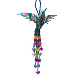 Porte-cléfs colibri en perles de rocailles. Fabriqué artisanalement à la main.