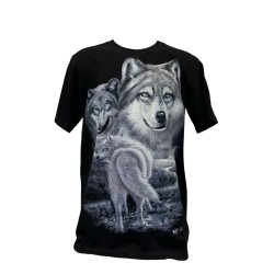 T-shirt 100% coton avec motif loups .