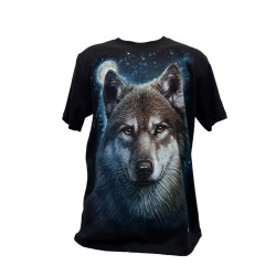 T-shirt 100% coton couleur noir avec motifs loup.