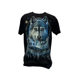 T-shirt noir loup dreamcatcher. Taille M.