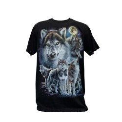 T-shirt loups 100% coton , couleur noir taille M .