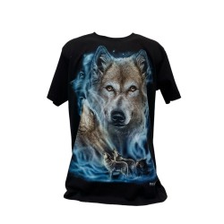 T-shirt 100% coton avec motifs loups , taille M .