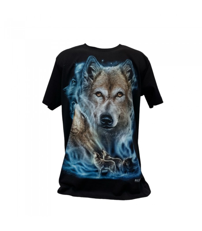 T-shirt 100% coton avec motifs loups , taille M .