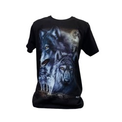 T-shirt loups 100% coton , taille M couleur noir.