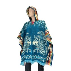 Poncho loup & aigle fabriqué artisanalement en Équateur.