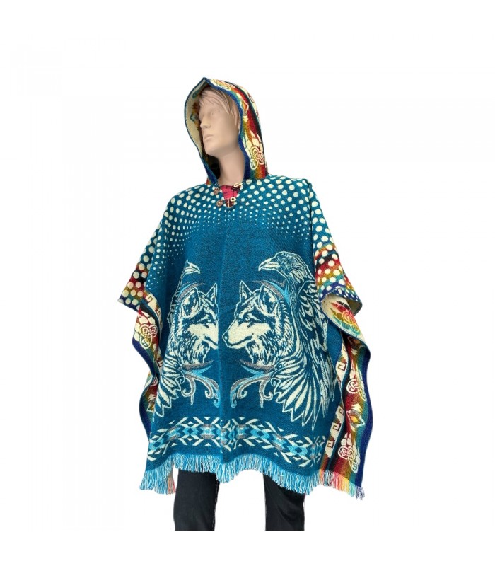 Poncho loup & aigle fabriqué artisanalement en Équateur. Poncho loup & aigle fabriqué artisanalement en Équateur.