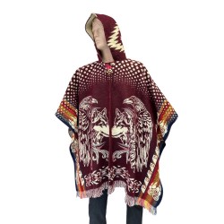 Poncho native loup & aigle fabriqué artisanalement en Équateur.
