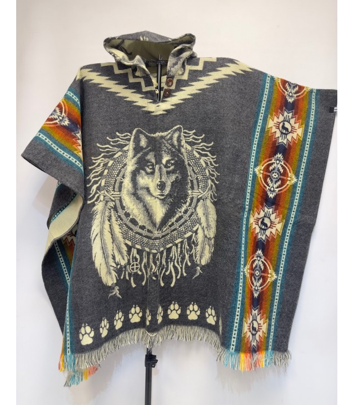 Poncho native loup & attrape rêves fabriqué artisanalement en Équateur.