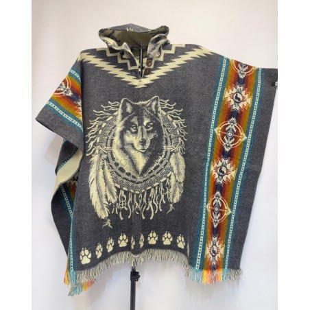 Poncho native loup & attrape rêves fabriqué artisanalement en Équateur.