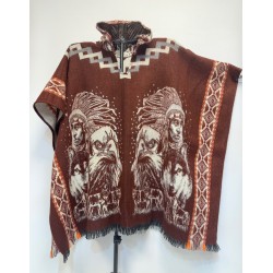 Poncho native chef indien loup & aigle. Fabriqué artisanalement en Équateur.