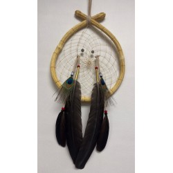 Attrape-rêves goutte d’eau, cerceau naturel et plumes naturelles. Pièce unique