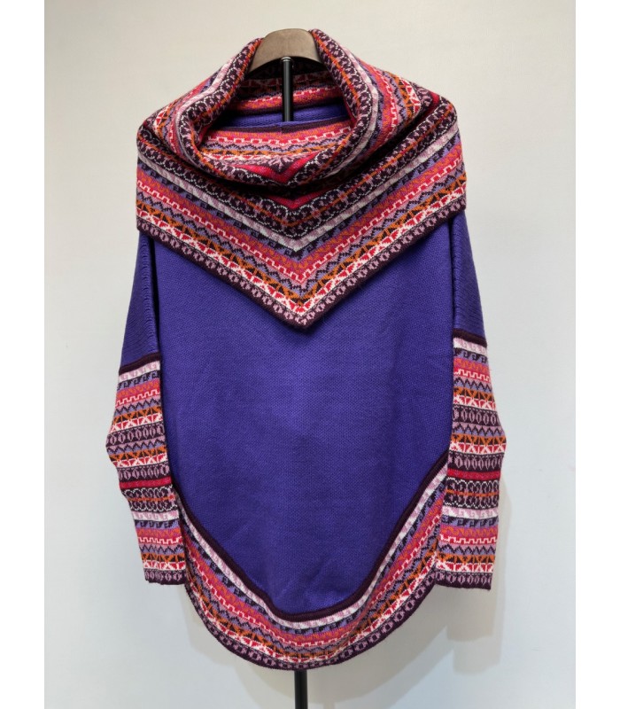 Poncho avec manches pour femmes est, fabriqué artisanalement au Pérou