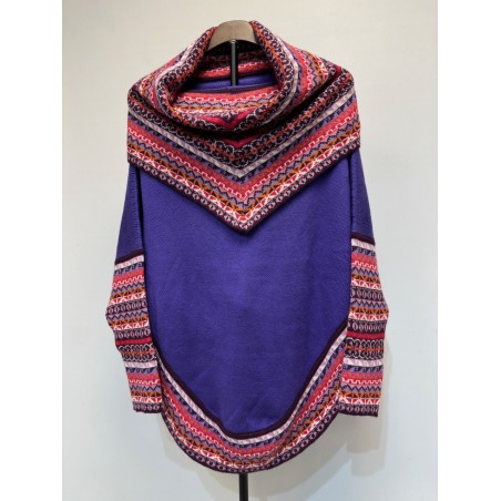 Poncho avec manches pour femmes est, fabriqué artisanalement au Pérou
