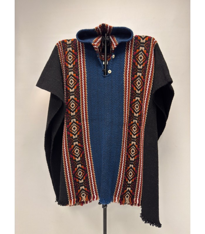 Poncho 100% laine de mouton fabriqué de façon artisanale en Équateur