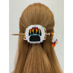 Barrette amérindienne en perles de rocailles, fabriqué entièrement à la main en Équateur .