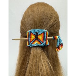 Barrette amérindienne en perles de rocailles, fabriqué entièrement à la main en Équateur