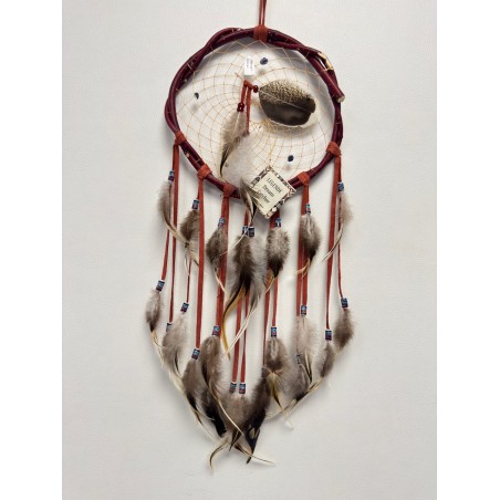 Attrape-rêves amerindien en cerceau naturel fabriqué entièrement à la main. Pièce unique