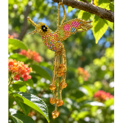 Porte-clés colibri en perles de rocailles fabriqué entièrement à la main en Colombie