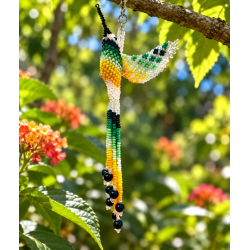 Porte-clés colibri en perles de rocailles fabriqué entièrement à la main